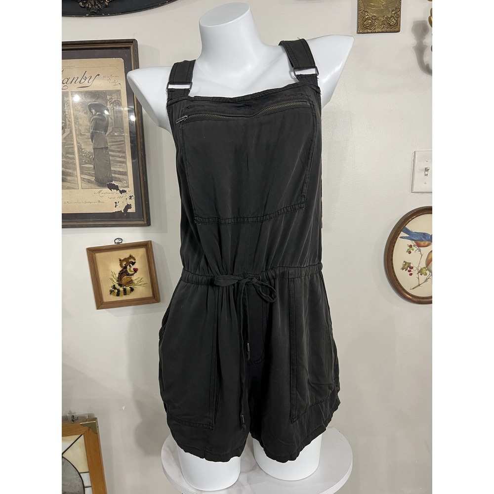 Free People Black Utility Pocket Drawstring Romper Size Large